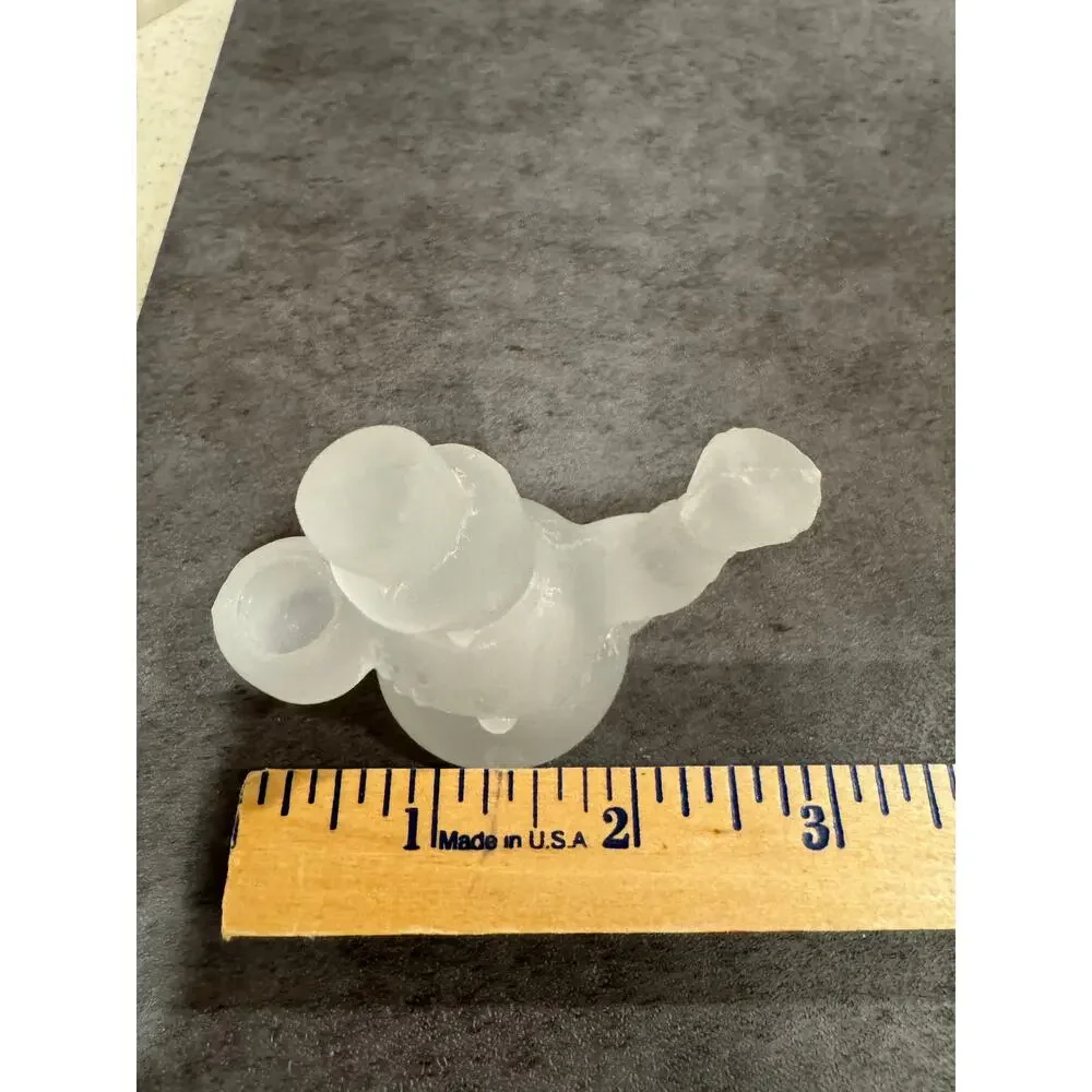 Williams Sonoma Snowman Tiny Taper Candle Holders  Frosted Glass